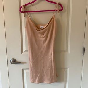 Nude Satin Mini Slip Dress
